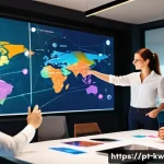 Home 22 개념 맵의 발전 방향과 혁신적 접근법 - A modern digital workspace scene featuring a diverse team of professionals collaborating on a large,...