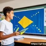 Home 21 개념 맵의 활용 강의안 구성하기 - A vibrant classroom scene in a modern Brazilian school, showing a diverse group of students aged aro...