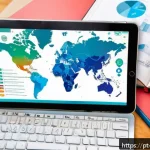 Home 19 개념 맵과 교육의 통합적 접근 - A detailed and colorful conceptual map displayed on a modern digital tablet screen, showing hierarch...